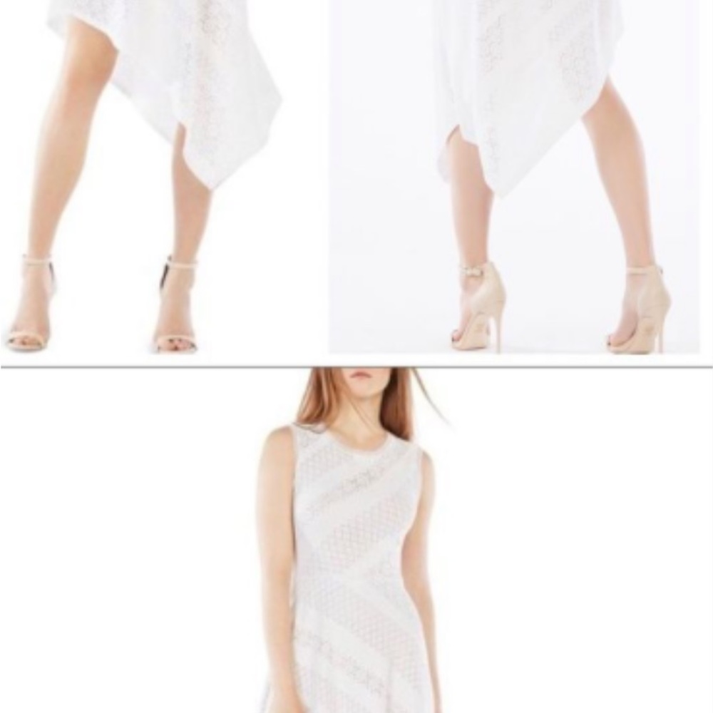 BCBGMAXAZRIA Tracie Asymmetrical Dress White size Large - Picture 5 of 6